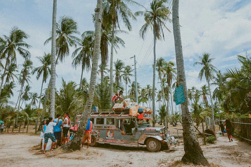 colourful jeepney in palawan